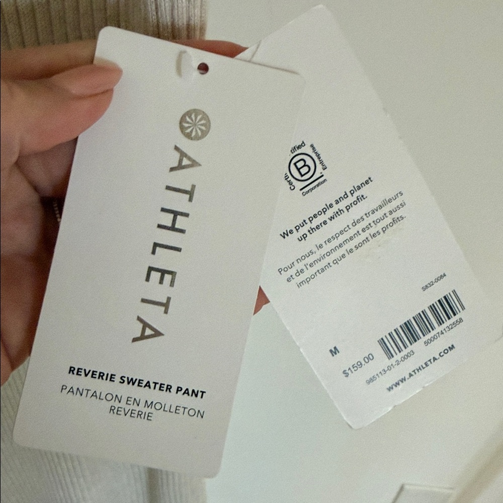 NWT! 🤍 Athleta Reverie Sweater Pant, Salt Ivory, Size M - Picture 6 of 9